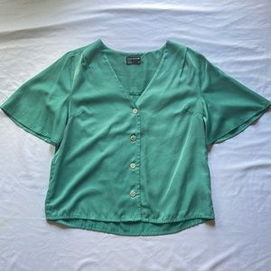 Frank & Oak Short Sleeve Button Up Blouse - Medium
